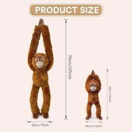 Hideekoog 2pcs Orangutans Hanging Stuffed Animal Mother with Baby Hangs Plush Toys, Hooks and Stuffed Animals with Rings for Kids 4-8, Gifts for Boys and Girls（Red）