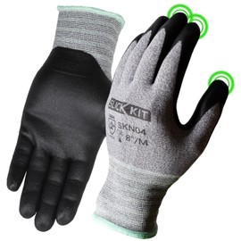 SLICK KIT Work Gloves MicroFoam Nitrile Coated, for Men and Women, Touchscreen Gardening Gloves, Ideal for General Duty Work, 6 Pairs, Grey (Small/7)
