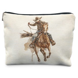 KBRCT Western Cowboy Bag for Women, Western Gifts for Women, Rodeo Cowboy Cosmetic Bag for Purse, Cowgirl Gifts Makeup Zipper Pouch