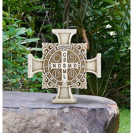 Avalon Gallery Saint Benedict Stoneresin Garden Cross Stepping Stone, 11 Inch