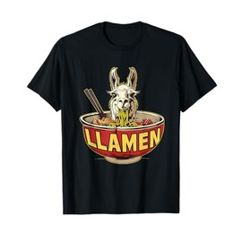 Llama Ramen Llama Ramen Bowl Funny Llama Eating Ramen T-Shirt