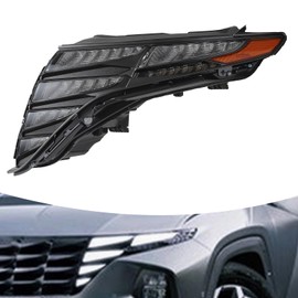 OUKANING - For 2022 2023 Hyundai Tucson LED Daytime Running Lamp Headlight Upper DRL Running Light Left Driver Side Replaces 92207-CW010 Black Housing