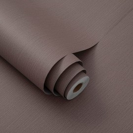 LVSHI 24"x393" Brown Grasscloth Peel and Stick Wallpaper Fabric Textured Contact Paper Linen Wallpaper Vintage Matte Frosted Waterproof Luxury Wallpaper for Bedroom Bathroom Kitchen (Dark Brown)