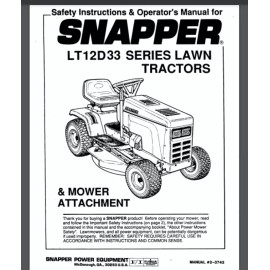 Snapper Garden lawn Tractor LT12D 33 Owner Manual 16 pages Year 1990 comb bound