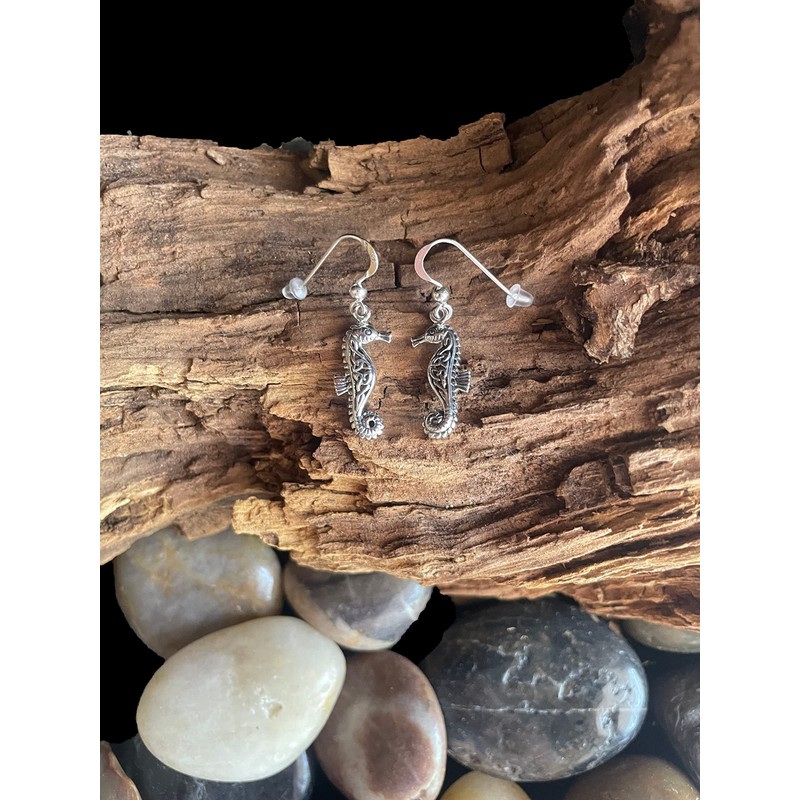 Jewelry Trends Sterling Silver Celtic Knot Seahorse Dangle Earrings