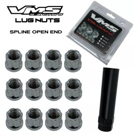 VMS Racing 20 VMS Racing 12X1.5 Drag Wheels Chrome Open End Spline Lug Nuts Forged Steel