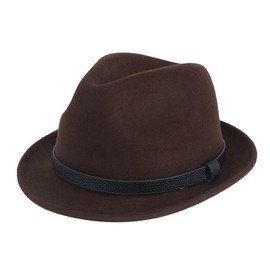 HEYANN Fedora Hats,100% Sheep Wool Short Brim Trilby Panama Hat for Men Women Classic Jazz Cap Derby Party Cap(L/XL,Brown-A)