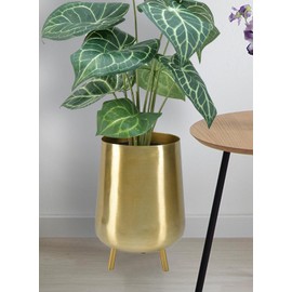 Serene Spaces Living 8" Gold Three Footed Planter, Stylish Iron Cachepot for Succulents, Cacti, Herbs, Mid-Century Inspired Indoor/Outdoor Pot, Living Room, Kitchen, Office, Made in India, Pack of 6