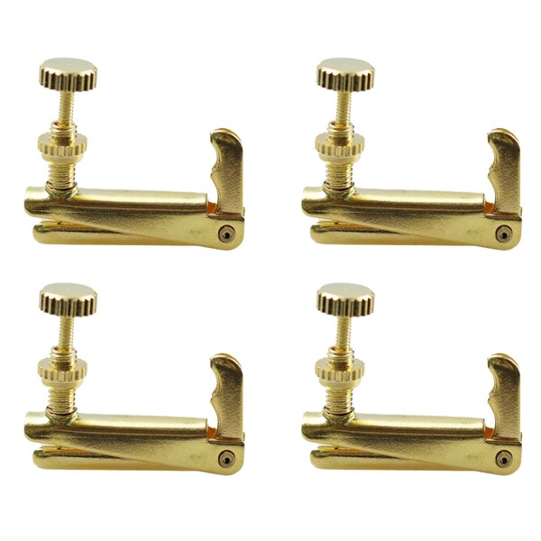 AUXBC 4Pcs Violin Fine Tuners for 4/4-3/4 Violins, Gold Metal