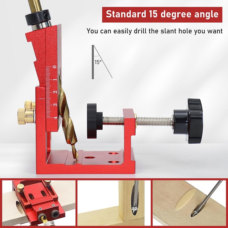 Pocket Hole Jig Kit, Adjustable Woodworking Tools Pocket Dowel Hole