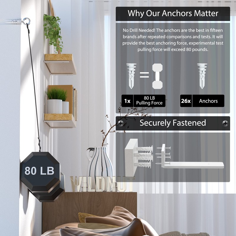 Heavy Duty Shelf Brackets 6 inch (1/5") Thick, 6 Pack