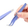 Samcos Eyelash Tweezers False Eyelash Tweezers Pink Straight Stainless Steel
