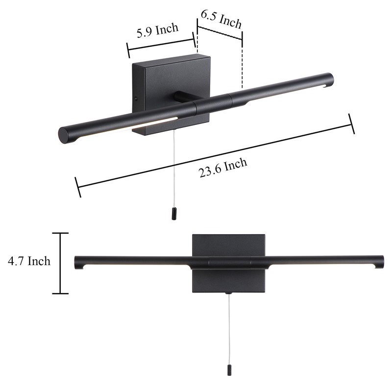 Litaddscen 24 Inch Black LED Bar Bathroom Vanity Light,360° Rotatable