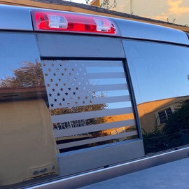 Xinghe for Hond@ Ridgeline 2022, American Flag Decals for Truck Back Middle Window, Matte Black USA Flag Decal for Truck Back Sliding Window