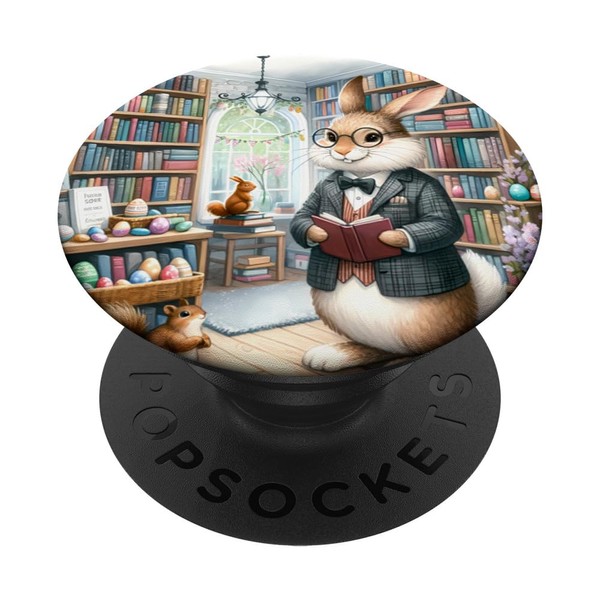 Rabbit Bookstore Owner empfiehlt Frühlingsbücher. Buchliebhaber PopSockets mit austauschbarem PopGrip