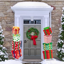 TaoBary 2 Pcs Box Yard Signs Stakes Decorations Xmas Snowman Plastic Yard Decor Outdoor Snowman Candy Garden Signs with Stakes for Patio Winter Ornaments L (Box Style)