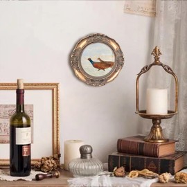 WINPLUS+ Vintage Picture Frames 4x4 Round,Luxury Antique Photo Frames With Green Rust Embossed Flower Furnishing, Retro Style Decor, Wall and Tabletop Display, Art Gallery (4 * 4-Bronze)