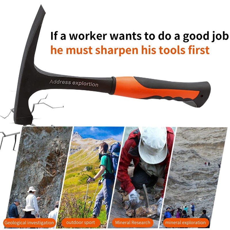 Boaby Professional Exploration Hammer One-piece Carbon Steel Flat Head Hammer