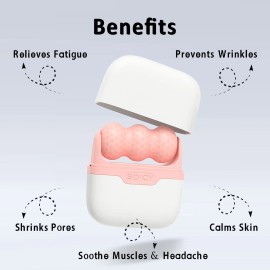 Leeshine Store] Ice Roller 2-in-1 for Face & Eyes with Travel Case Pink