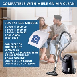 10 Stück Staubsaugerbeutel Kompatibel für Miele HyClean GN Staubsauger Classic C1 Complete C2 Complete C3, S2 S5 S8 Serie Staubbeutel, inkl 3 Abluftfilter, 3 Motorschutzfilter & 1 Bürste