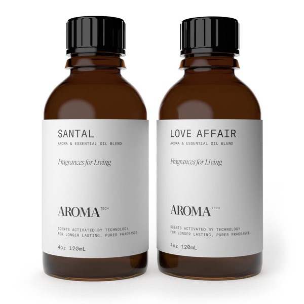 AromaTech Santal & Love Affair Set | Aroma Diffuser Essential Oils Blend of Santal Cardamom, Papyrus, Musk | Love Affair Jasmin, Saffron, Cedar, Ambergris - 120 Milliliter