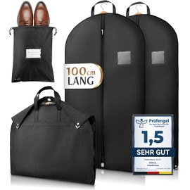 Bruce.® 2 x Premium Garment Bags incl. Shoe Bag, 100 x 60 cm, Optimised Material Thickness of 120 GSM, High-Quality Garment Cover for Suit and Dress, Breathable Suit Bag for Travel
