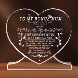 Step Mum Gifts Heart Acrylic Shaped Plaque Step Mother in Law Birthday Gifts Mothers Day Birthday Christmas Gifts for Step Mum Mother in Law Funny Gifts for Boyfriend's Mom. (A)