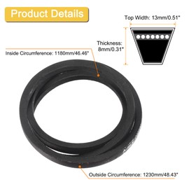sourcing map A46 1/2 Classic Wrapped V-Belt, 48" Outside Circumference Wrapped Industrial Rubber V-Belt A Profile V-Belt for Industrial Machinery Equipment, Black