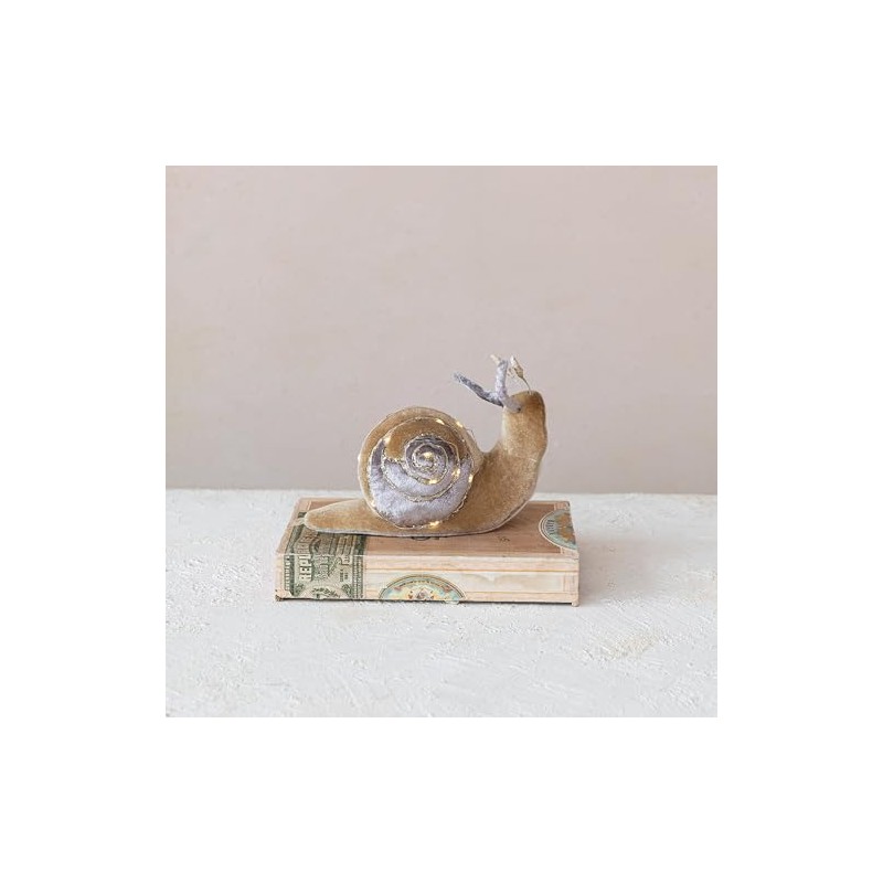 Creative Co-Op Fabric Snail Decor with LED Lights, Purple and