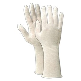 MAGID TouchMaster - Guantes de inspección de algodón ambidiestro, 12 pares, talla 9/L, 14 pulgadas de largo, color blanco, 13-651-14-COT