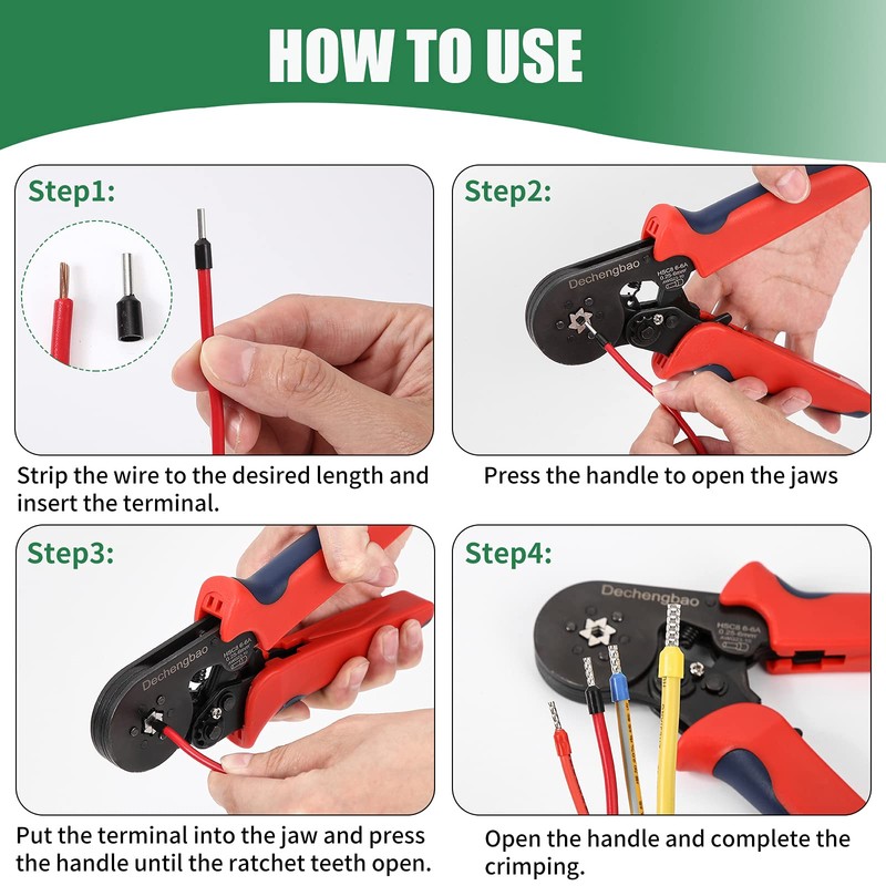 Hexagonal Crimping Pliers Set, Ferrule Crimping Tool Set with 1200