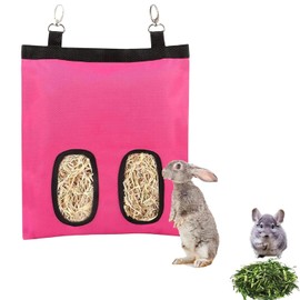 XNBTFK Rabbit Hay Feeder, Small Pink Hay Feeder Rabbit, Guinea Pig Hay Feeder, Pet Feeder for Bunny Supplies, Hanging Hay Bag for Small Animals, Home & Vet Clinic Use