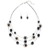 Layered Silver Beaded Necklace for Women Square Crystal Beads Statement