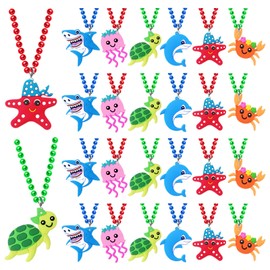 KeeStar 24 Pack Sea Animal Necklace Party Favors for Ocean Themed Baby Shower, Birthday Party Goodie Bag Fillers, School Carnival Rewards, Photography Props, Home Decorations, Classroom Prize