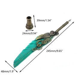 Crapyt Feather Pen Quill Pens for Writing Calligraphy Pens for Writing Fluency Feather Pen Set for Calligraphy Green 9.65"×1.89" Calligraphy Fountain Dip Feather Pen