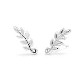 Boma Jewelry Sterling Silver Leaf Branch Vine Stud Earrings