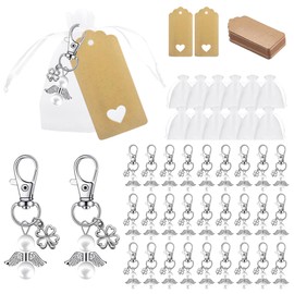 Tyanlenr Guardian Angel Keyring with Kraft Paper Pendant and Organza Bag, Key Fob Communion, Guardian Angel Pendant Christening, Key Ring Angel Set for Christmas, Wedding, b