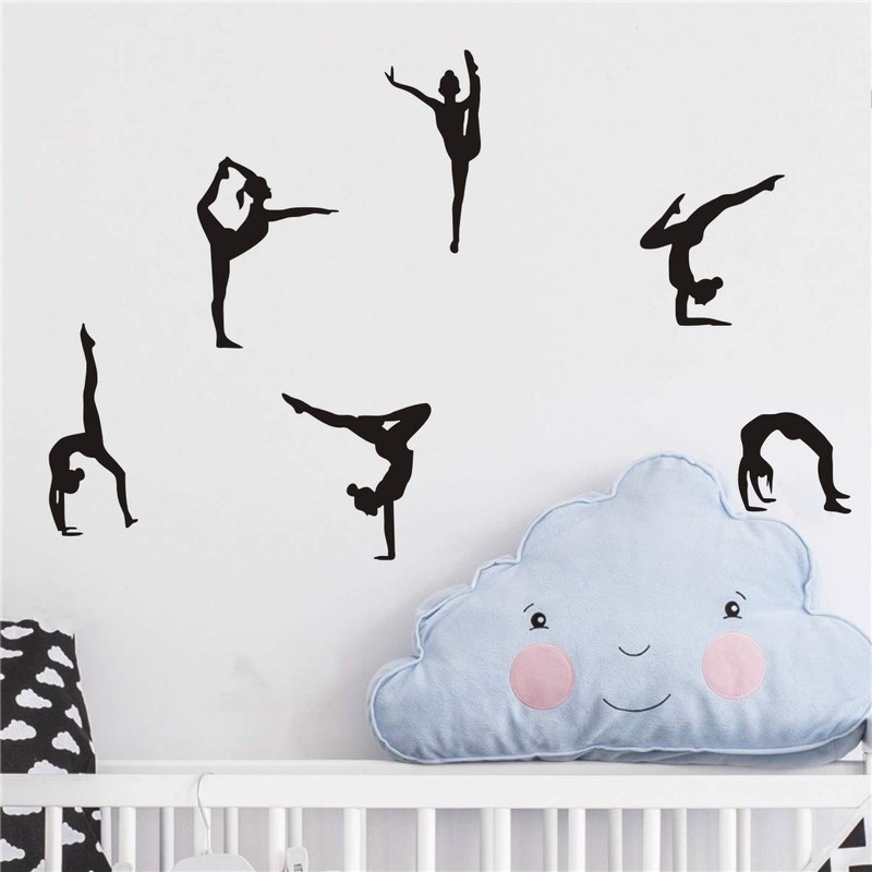Six Dance Girls Gymnastics Wall Sticker Sport Vinyl Art Wall