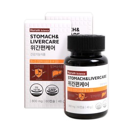 Hurum Science Stomach Liver Care Contains Licorice Extract and Milk Thistle Helicobacter Pylori Stomach and Liver Health 60 Capsules, 2 Pieces / 휴럼사이언스 위간편케어 감초추출물 밀크씨슬 함유 헬리코박터균 위 간 건강 60캡슐, 2개