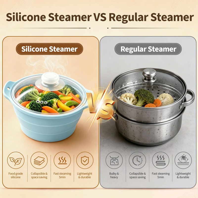 Collapsible Microwave Steamer Bowl, Silicone Microwave Cookware with Lid, Dishwasher