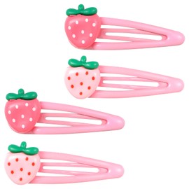 4Pcs Strawberry Hair Clips for Women Pink Metal Snap Hair Clips Cute Strawberry Pink Strawberry Hair Accessories Pink Accessories for Sweet Bangs Clip Women Hair Accessories Decorative Hair Clips