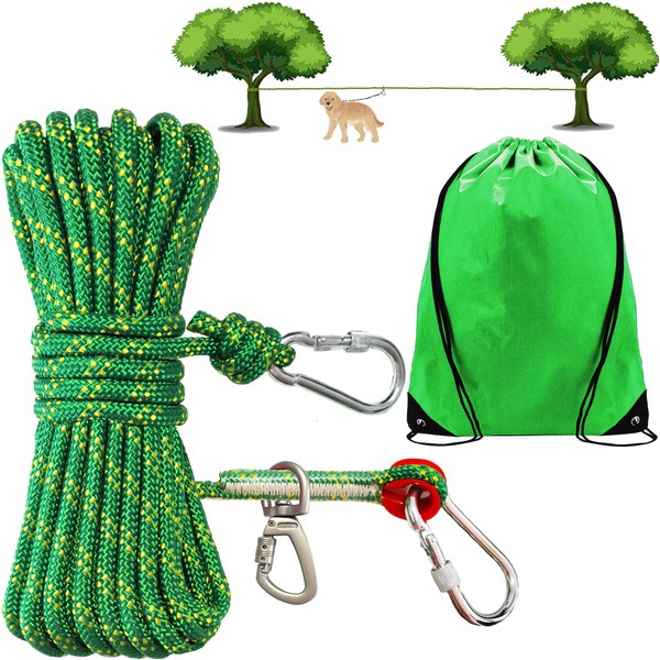 Dog Tie Out Cable for Camping, Dog Runner Lead for