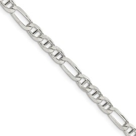The Black Bow 4.5mm Sterling Silver Solid Figaro Anchor Chain Necklace, 18 Inch