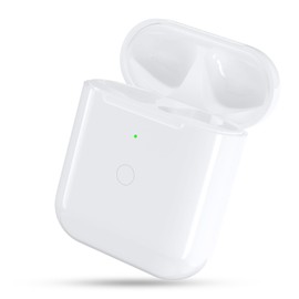 Wireless Charging Case Replacement Compatible with AirPods 1st & 2nd Generation,450 mAh Air Pod 1/2 Generation Charger Case with Bluetooth Pairing Sync Button,White (No Earbuds)