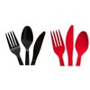 Red & Black Heavy Duty Plastic Cutlery Sets - 16