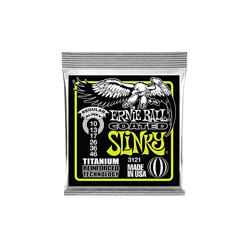 5 PACK Ernie Ball P03121 Coated Regular Slinky Strings, 10-46