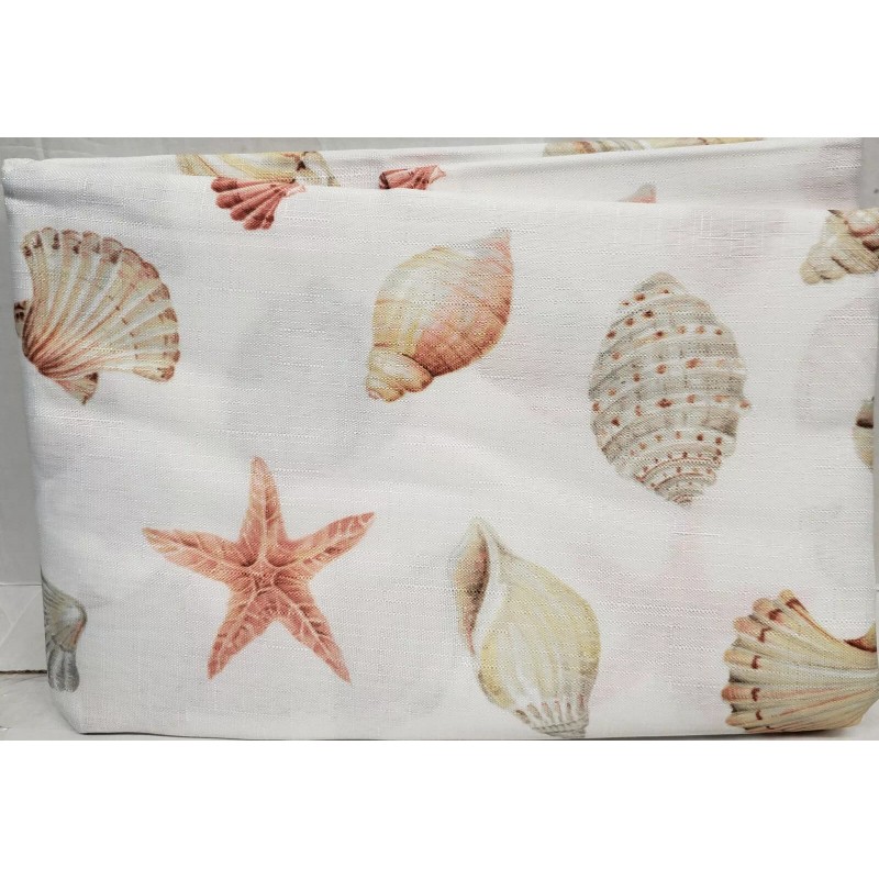 Benson Mills Printed Fabric Tablecloth 60"x84" Oval (6-8 people) SEALIFE,SEASHELS,SEASIDE,BM