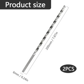 6MM Drill Bit 200MM Long Twist Drill Bits High Carbon Steel Spiral Wood Drill Bits drill Accessories for Dowel Drilling Wood,Plastic and Aluminum,2PCS(Silver)