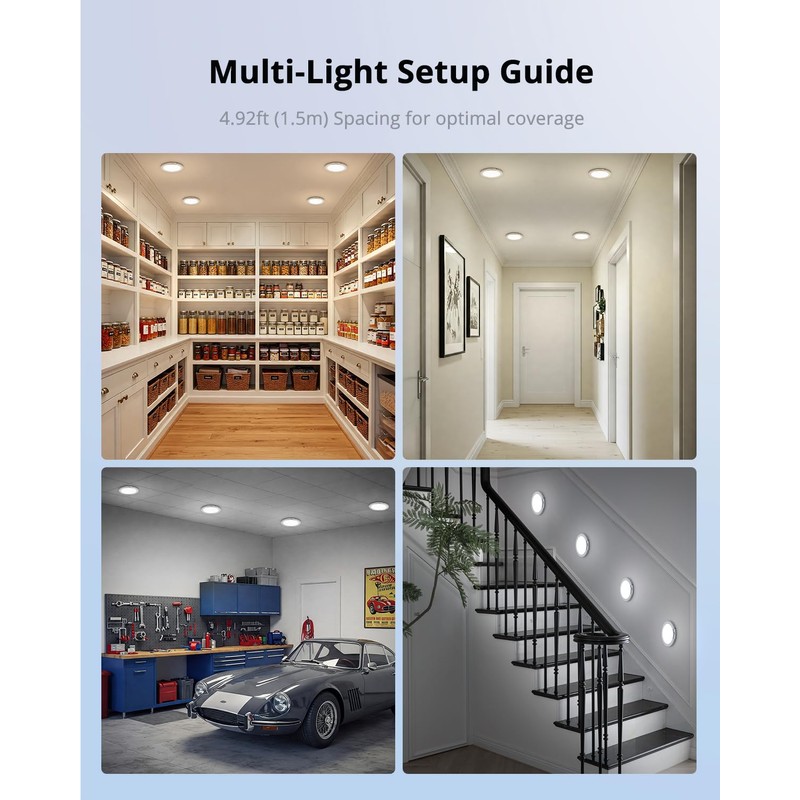 Combuh 4-Pack Battery Powered Motion Sensor Light, 7.48" IP44 Waterproof