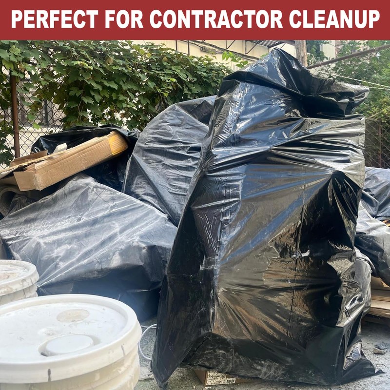 55-60 Gallon Trash Bags, 3 Mil Black Contractor Garbage Bags
